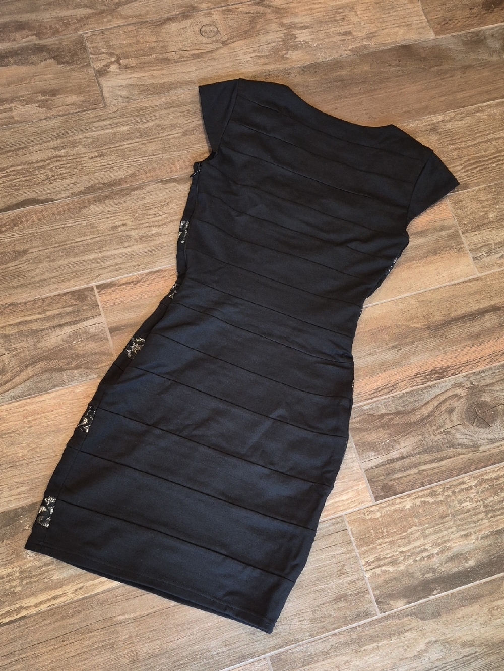 INC International Concepts Black Cap Sleeve Lace Detail Bodycon Bandage Dress 0 - Picture 7 of 8